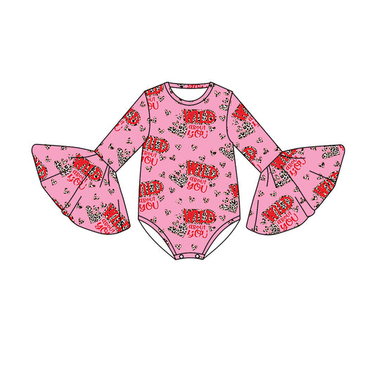 (Pre-order)LR0858 Wild Leopard Heart Print Baby Girls Valentine's Romper