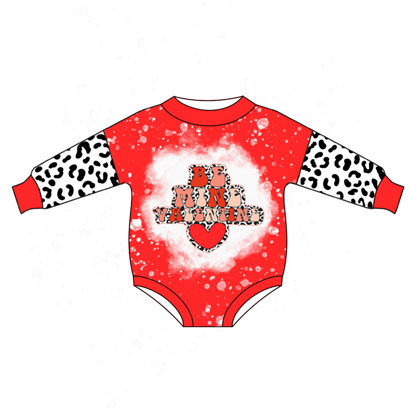 (Pre-order)LR0866 Be Mine Heart Print Baby Girls Valentine's Romper