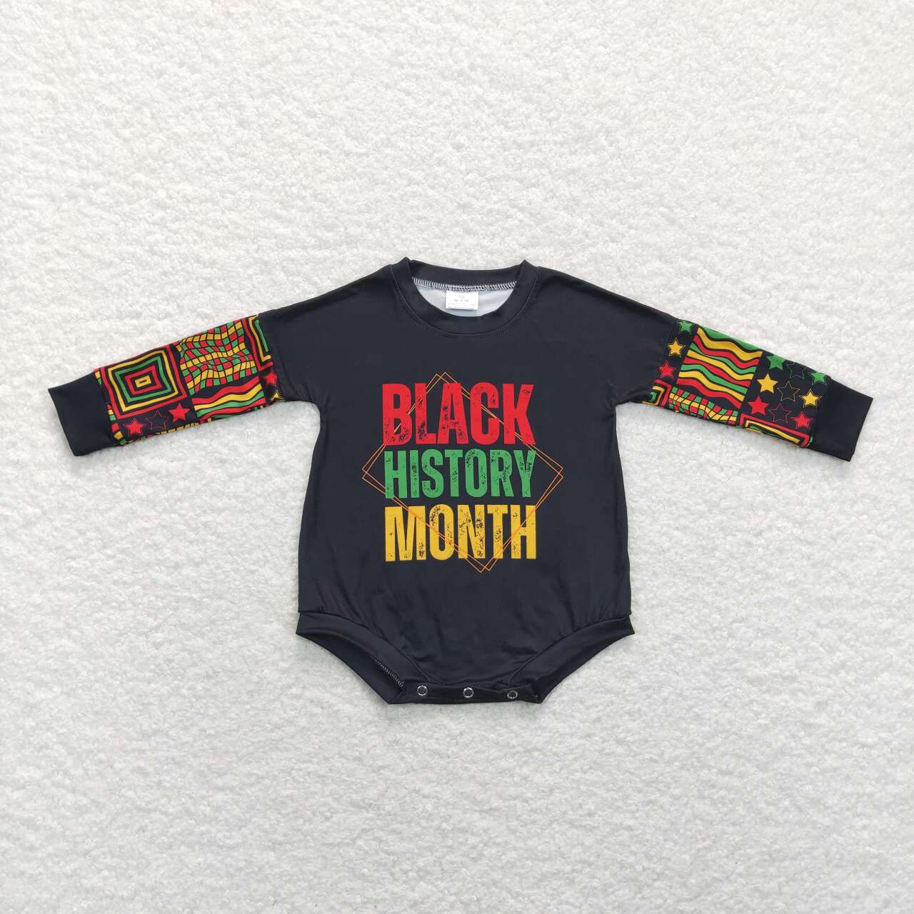 LR0900  Black History Month Print Baby Kids Romper