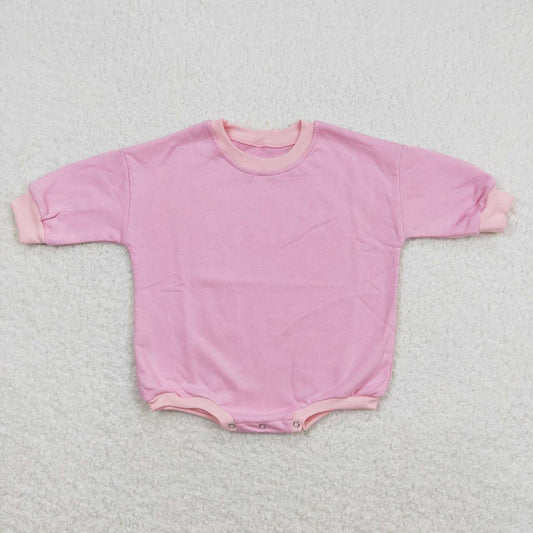 LR0915 Light Pink Color Cotton Long Sleeve Baby Sweatshirt Romper