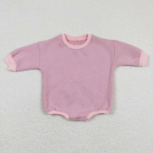 LR0918 Pink Color Cotton Long Sleeve Baby Sweatshirt Romper