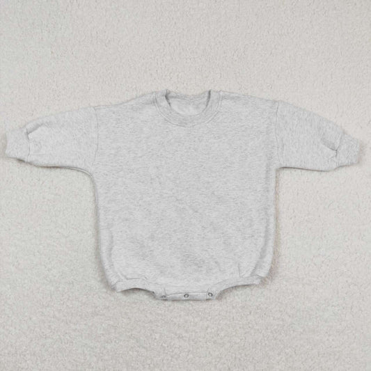 LR0920 Light Gray Color Cotton Long Sleeve Baby Sweatshirt Romper