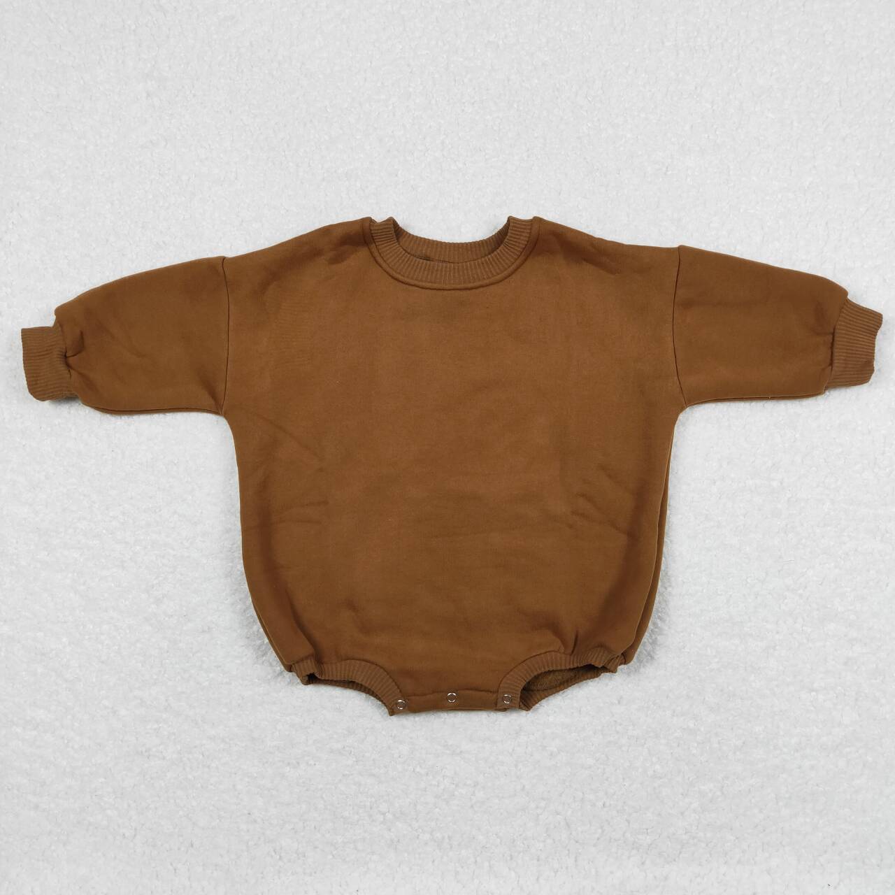 LR0922 Dark Brown Color Cotton Long Sleeve Baby Winter Sweatshirt Romper