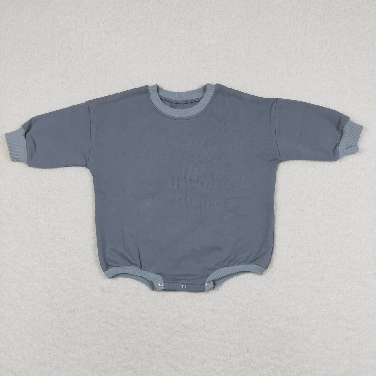 LR0928 Dark Grey Color Thick Cotton Long Sleeve Baby Sweatshirt Romper