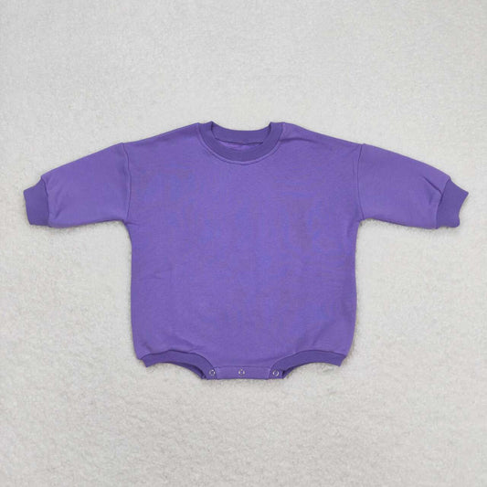 LR0933 Purple Color Cotton Long Sleeve Baby Sweatshirt Romper