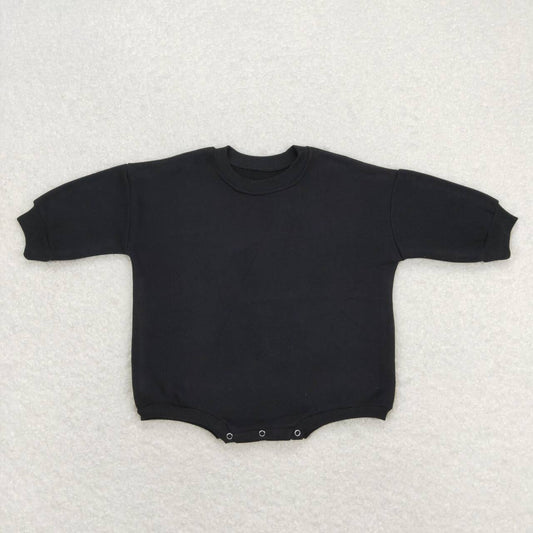 LR0935 Black Color Cotton Long Sleeve Baby Sweatshirt Romper