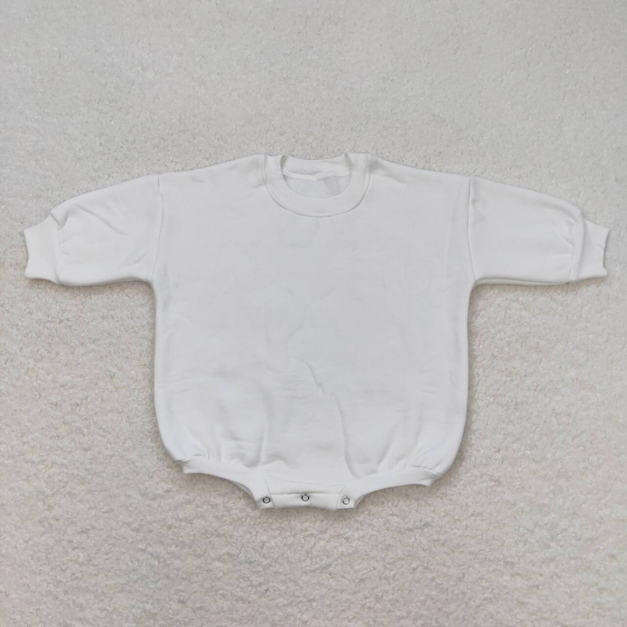 LR0948 White Color Cotton Long Sleeve Baby Sweatshirt Romper