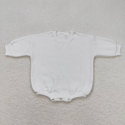 LR0948 White Color Cotton Long Sleeve Baby Sweatshirt Romper