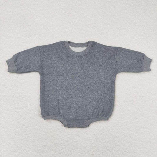 LR0955 Grey Color Cotton Long Sleeve Baby Sweatshirt Romper
