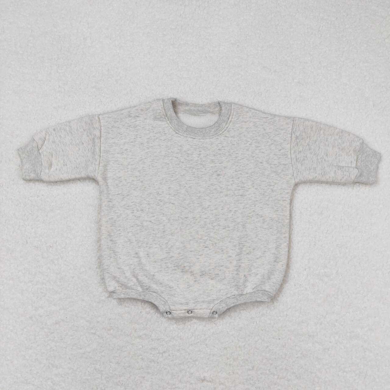 LR0956 Light Grey Color Cotton Long Sleeve Baby Sweatshirt Romper