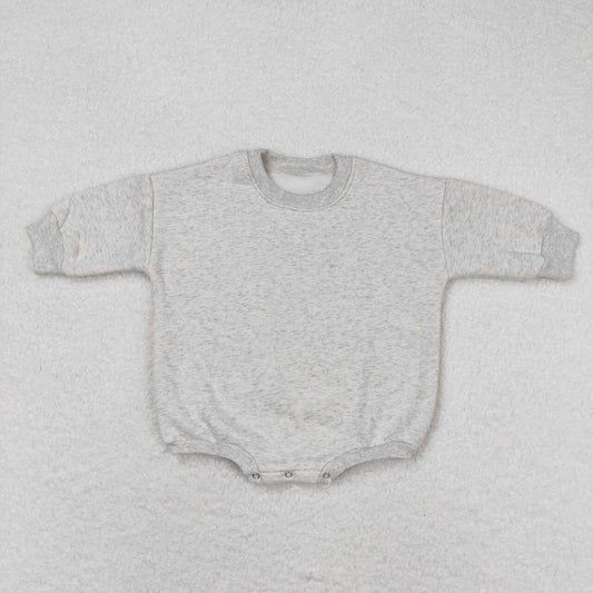LR0956 Light Grey Color Cotton Long Sleeve Baby Sweatshirt Romper
