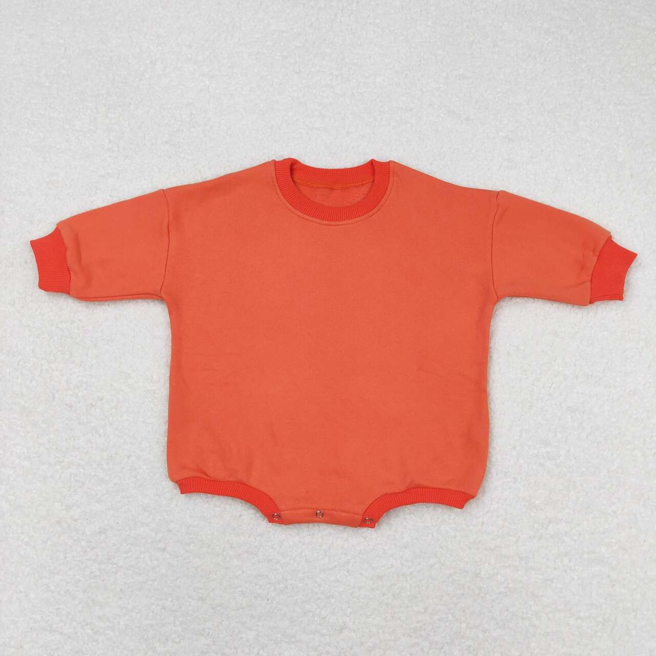 LR0957 Orange Color Cotton Long Sleeve Baby Sweatshirt Romper