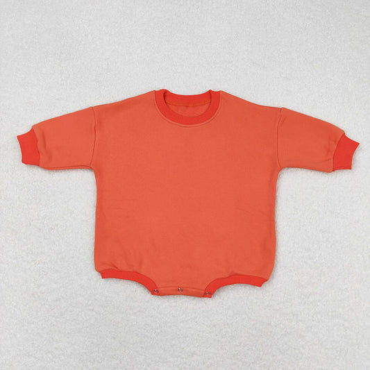 LR0957 Orange Color Cotton Long Sleeve Baby Sweatshirt Romper