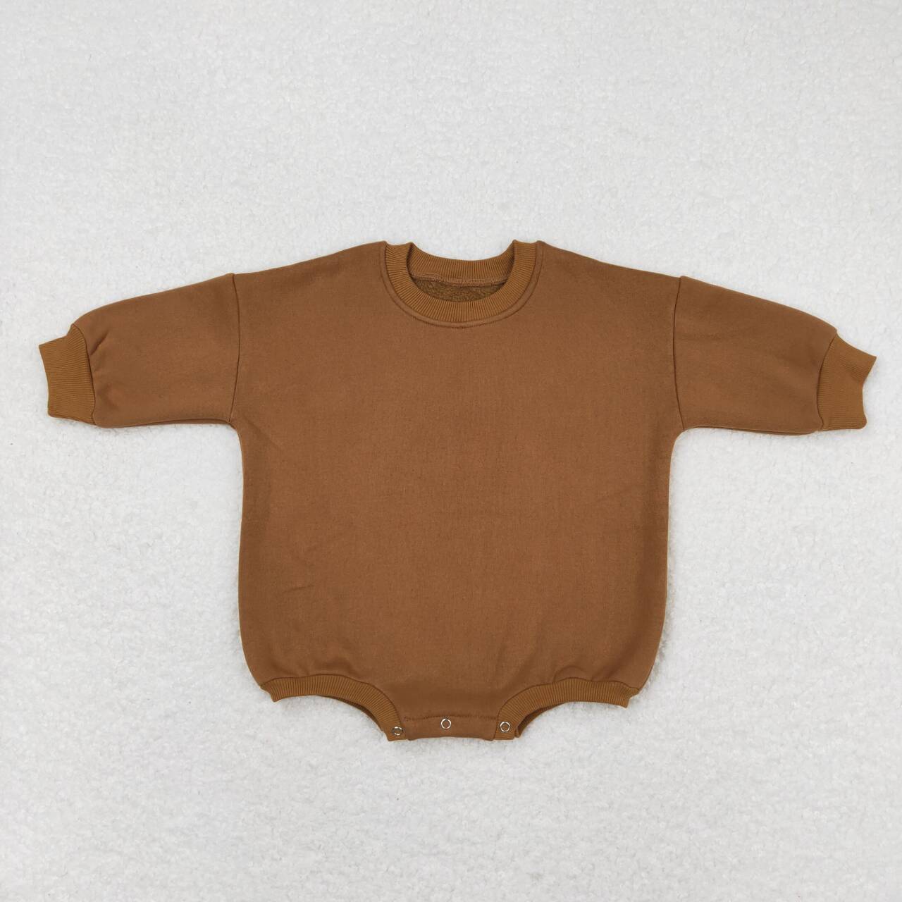 LR0959 Brown Color Cotton Long Sleeve Baby Sweatshirt Romper
