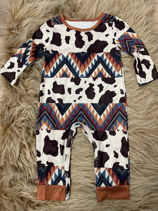 (Pre-order)LR0964 Aztec Print Baby Western Fall Romper