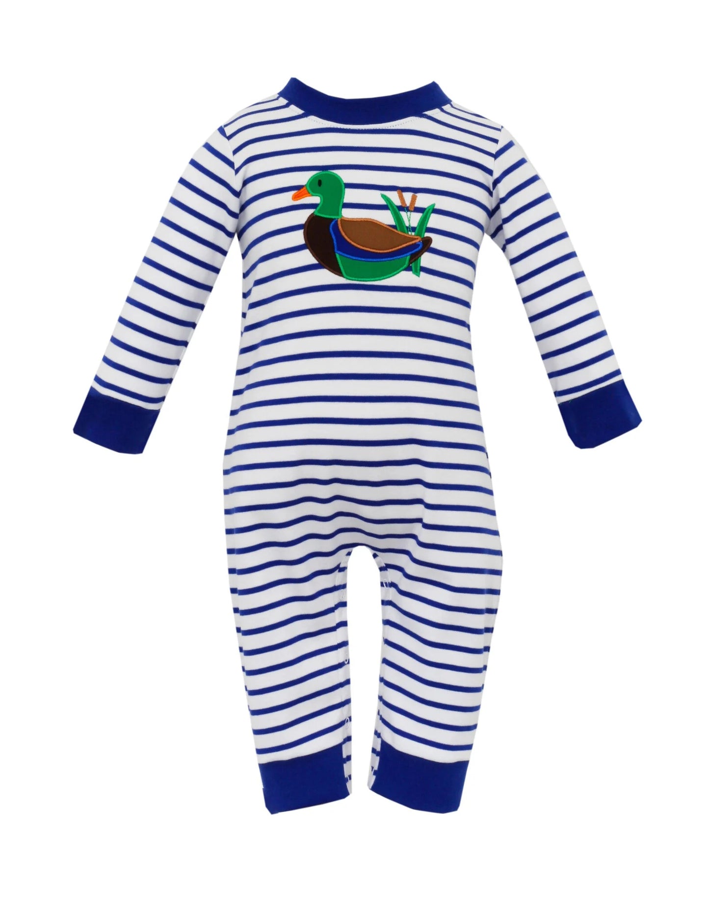 (Pre-order)LR0985 Duck Stripes Print Baby Boys Fall Romper