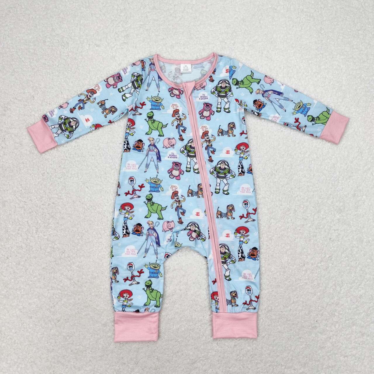 LR0987 Cartoon Toys Print Baby Girls Bamboo Sleeper Zipper Romper