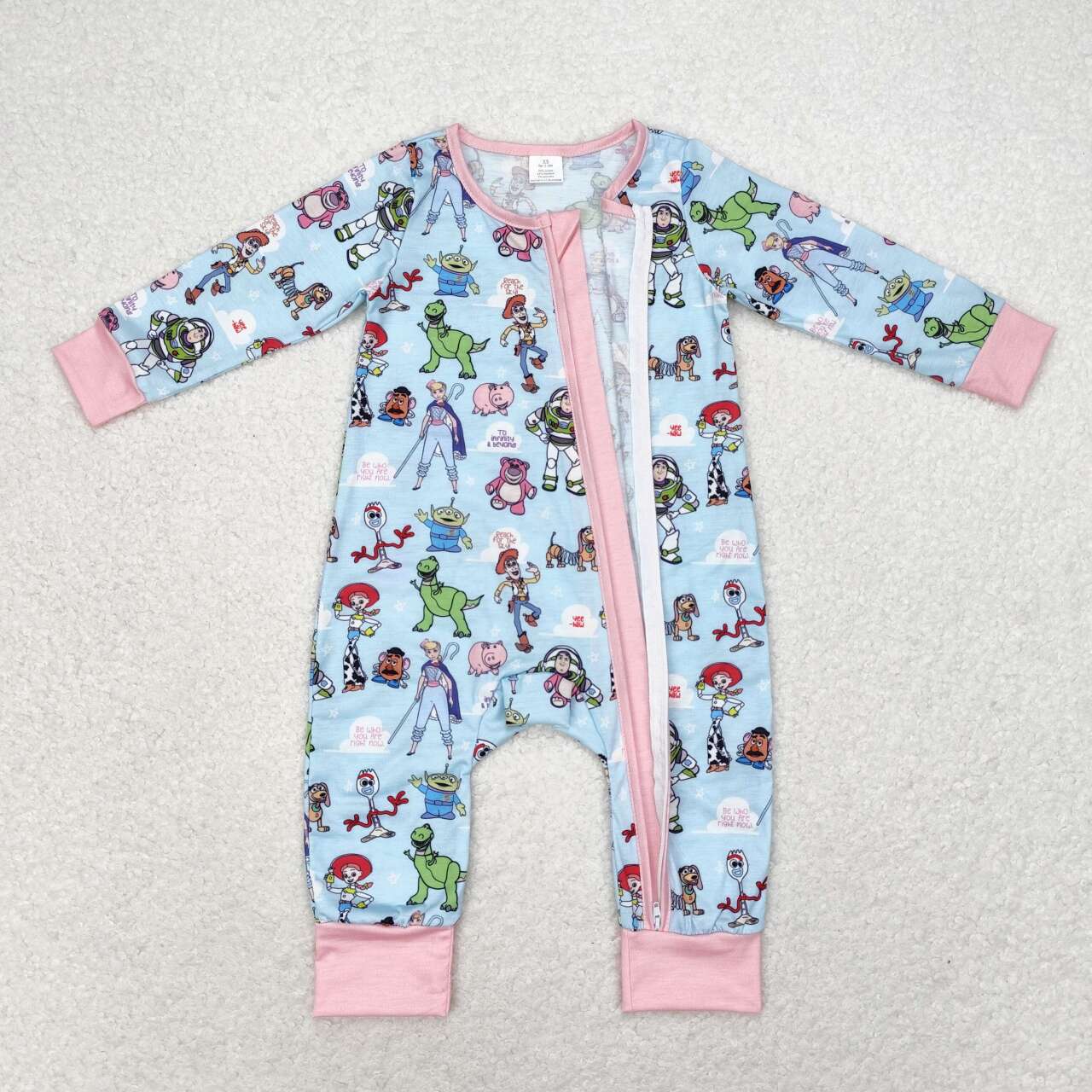 LR0987 Cartoon Toys Print Baby Girls Bamboo Sleeper Zipper Romper