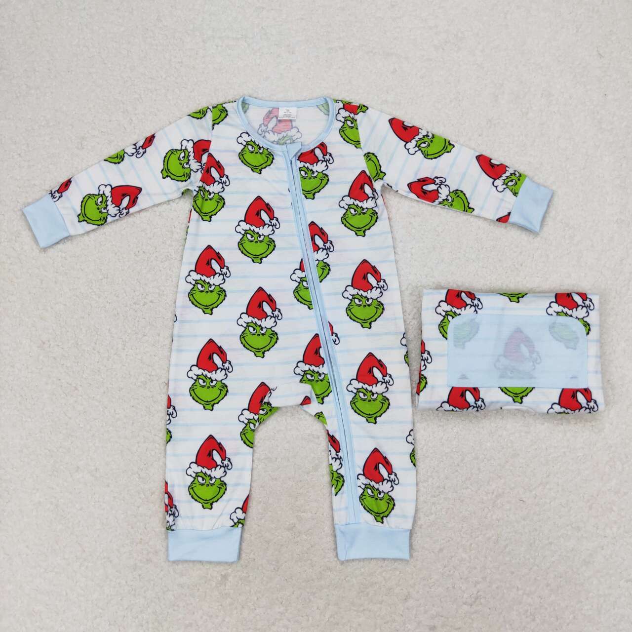 LR1002 Green Frog Print Baby Boys Christmas Bamboo Sleeper Zipper Romper