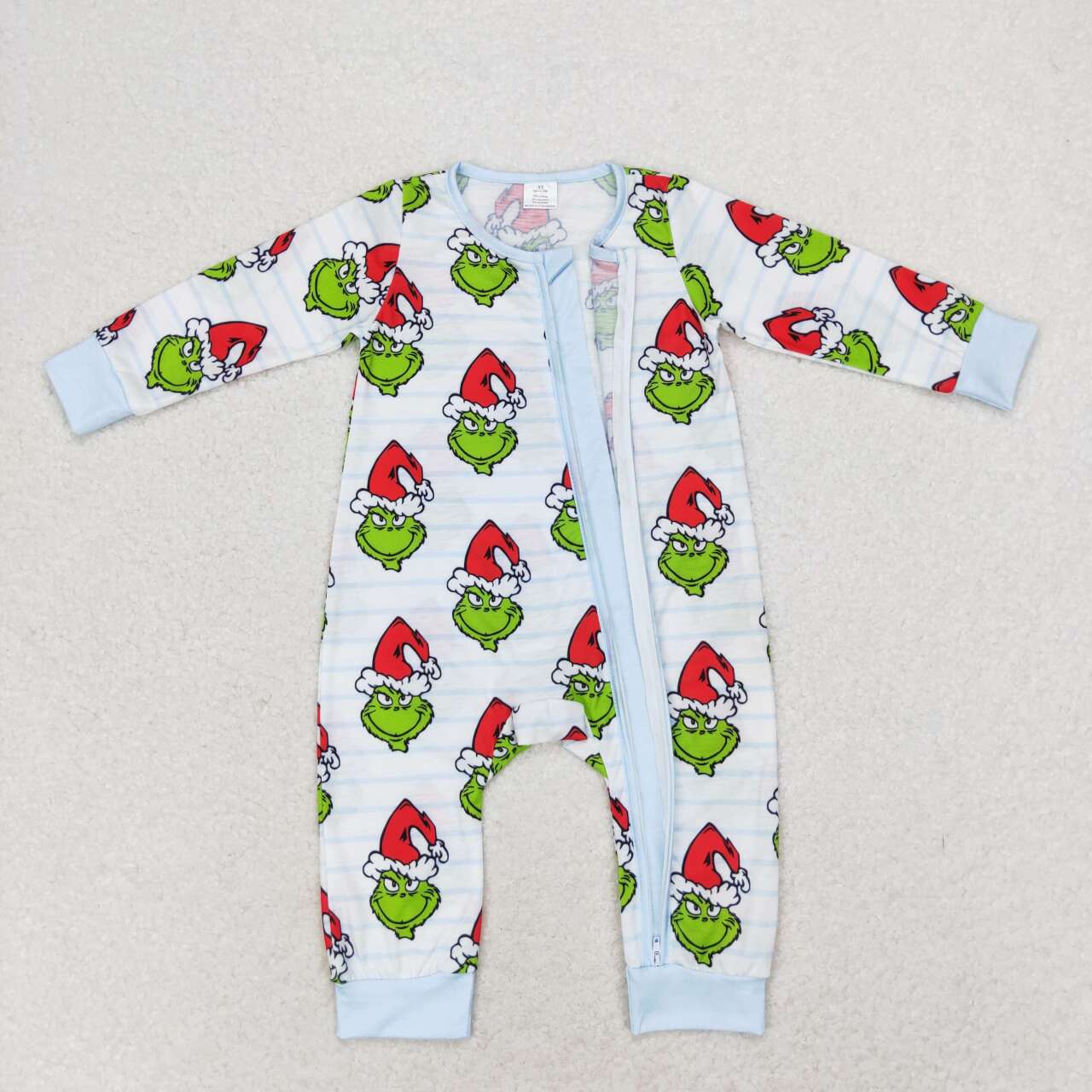 LR1002 Green Frog Print Baby Boys Christmas Bamboo Sleeper Zipper Romper