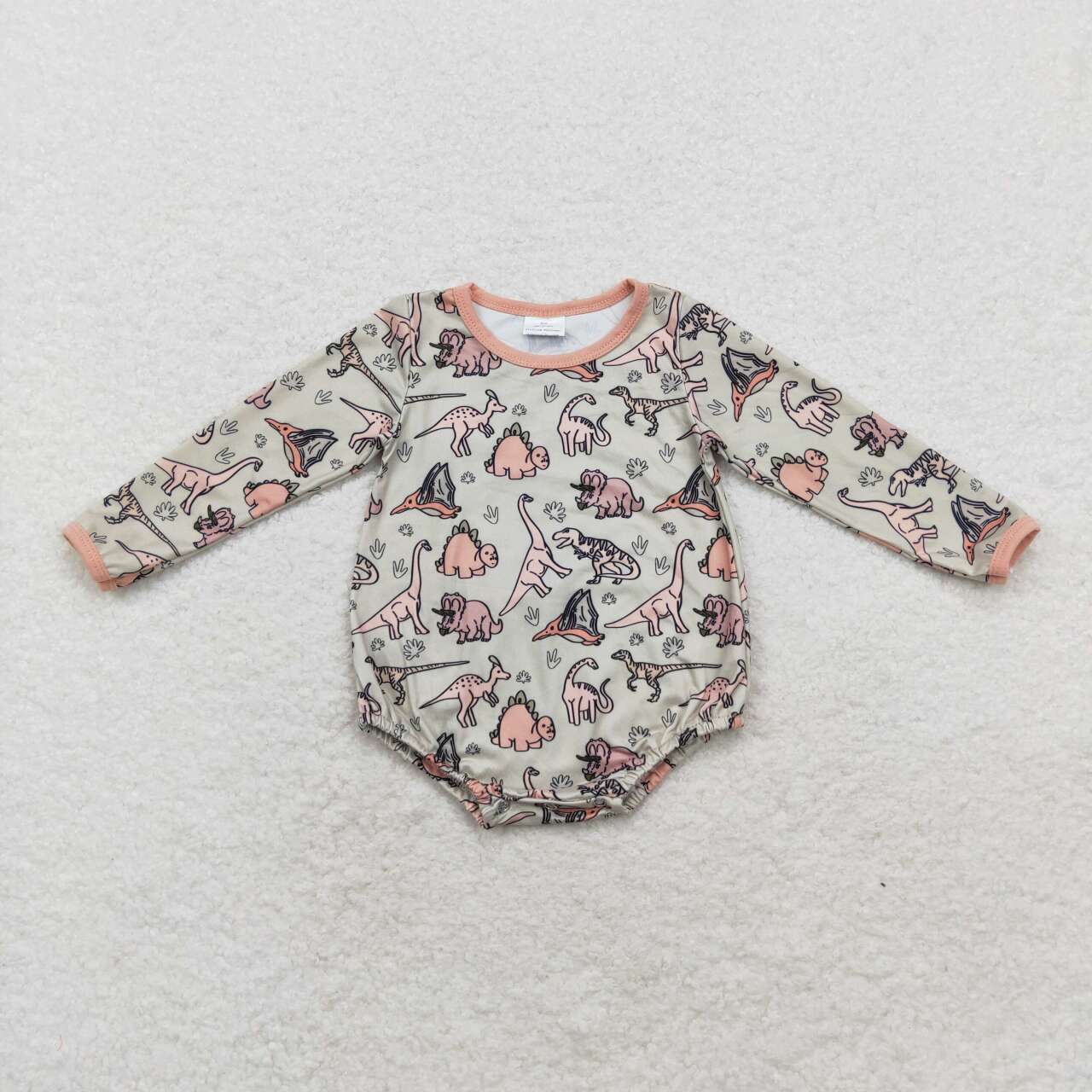 LR1022 Dino Print Baby Boys Fall Romper