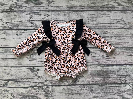 (Pre-order)LR1071 Leopard Print Baby Girls Fall Romper