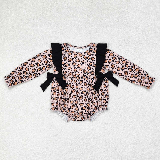 LR1071 Leopard Print Baby Girls Fall Romper