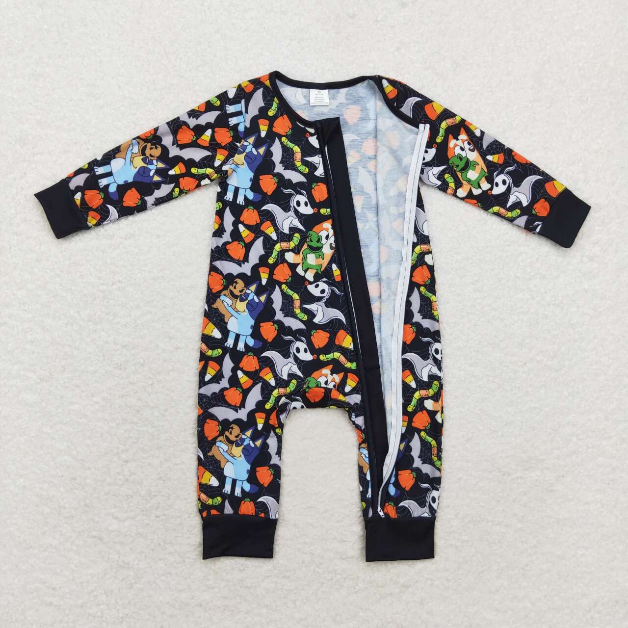 LR1077 Cartoon Dog Candy Print Baby Halloween Bamboo Sleeper Zipper Romper