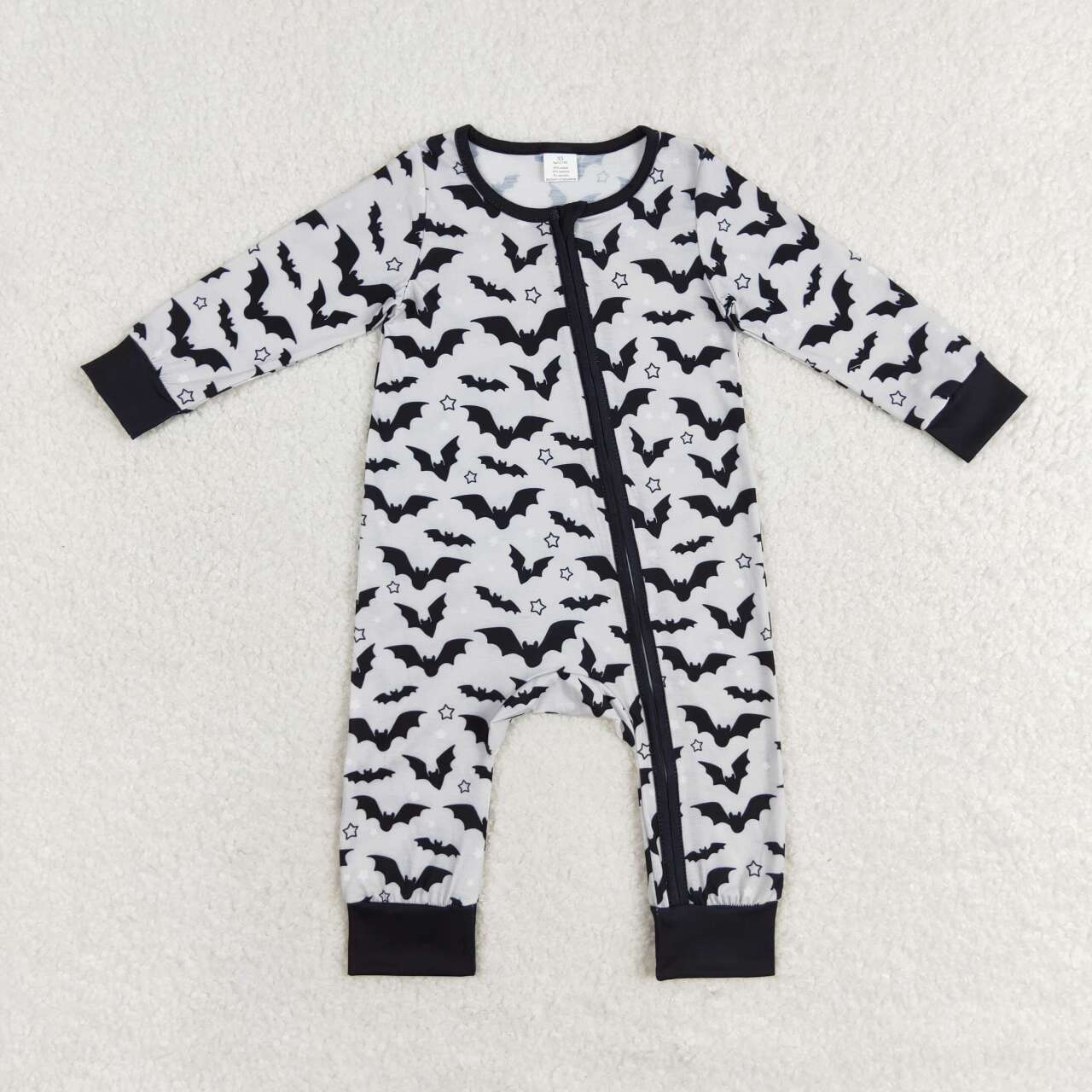 LR1096 Bat Print Baby Halloween Bamboo Sleeper Zipper Romper