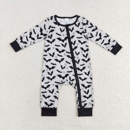 LR1096 Bat Print Baby Halloween Bamboo Sleeper Zipper Romper