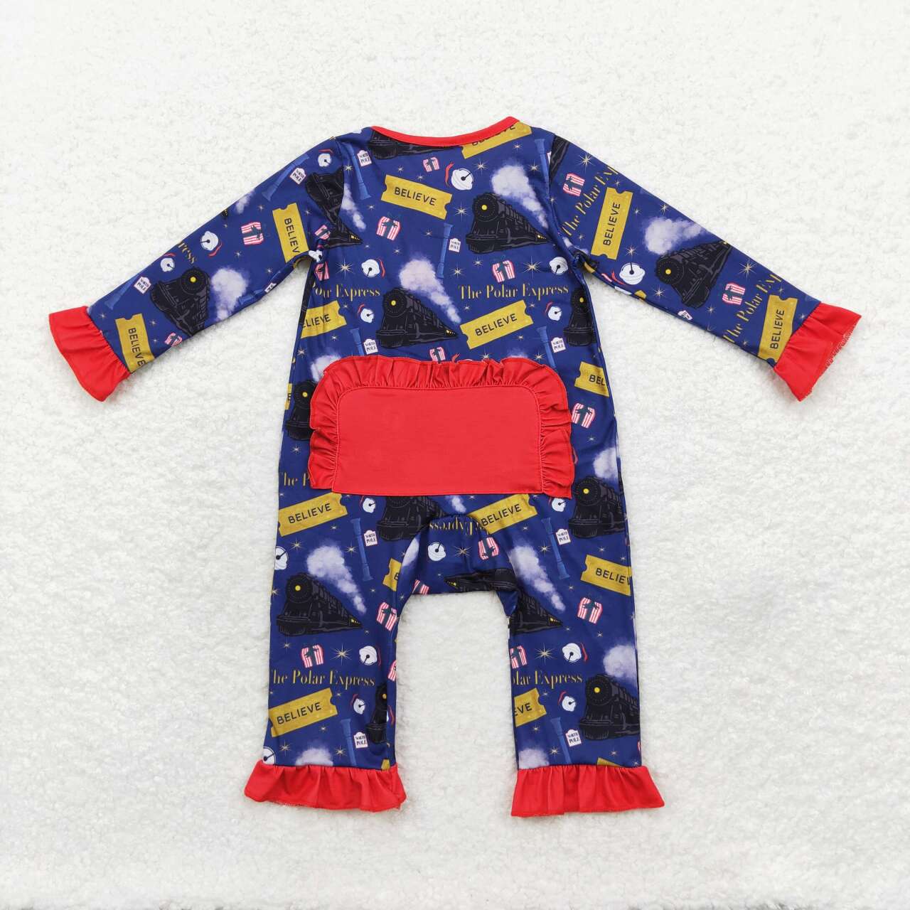 LR1132 Polar Express Print Baby Girls Christmas Bamboo Sleeper Zipper Romper