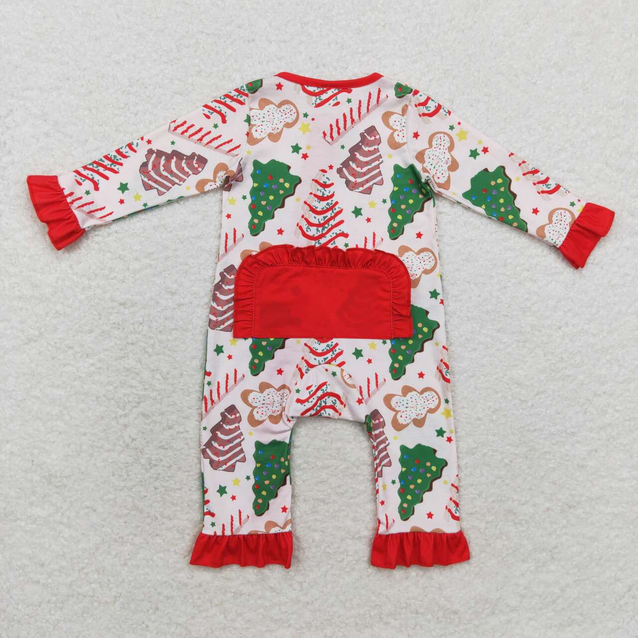 LR1149 Christmas Debbie Cake Print Baby Girls Bamboo Sleeper Zipper Romper