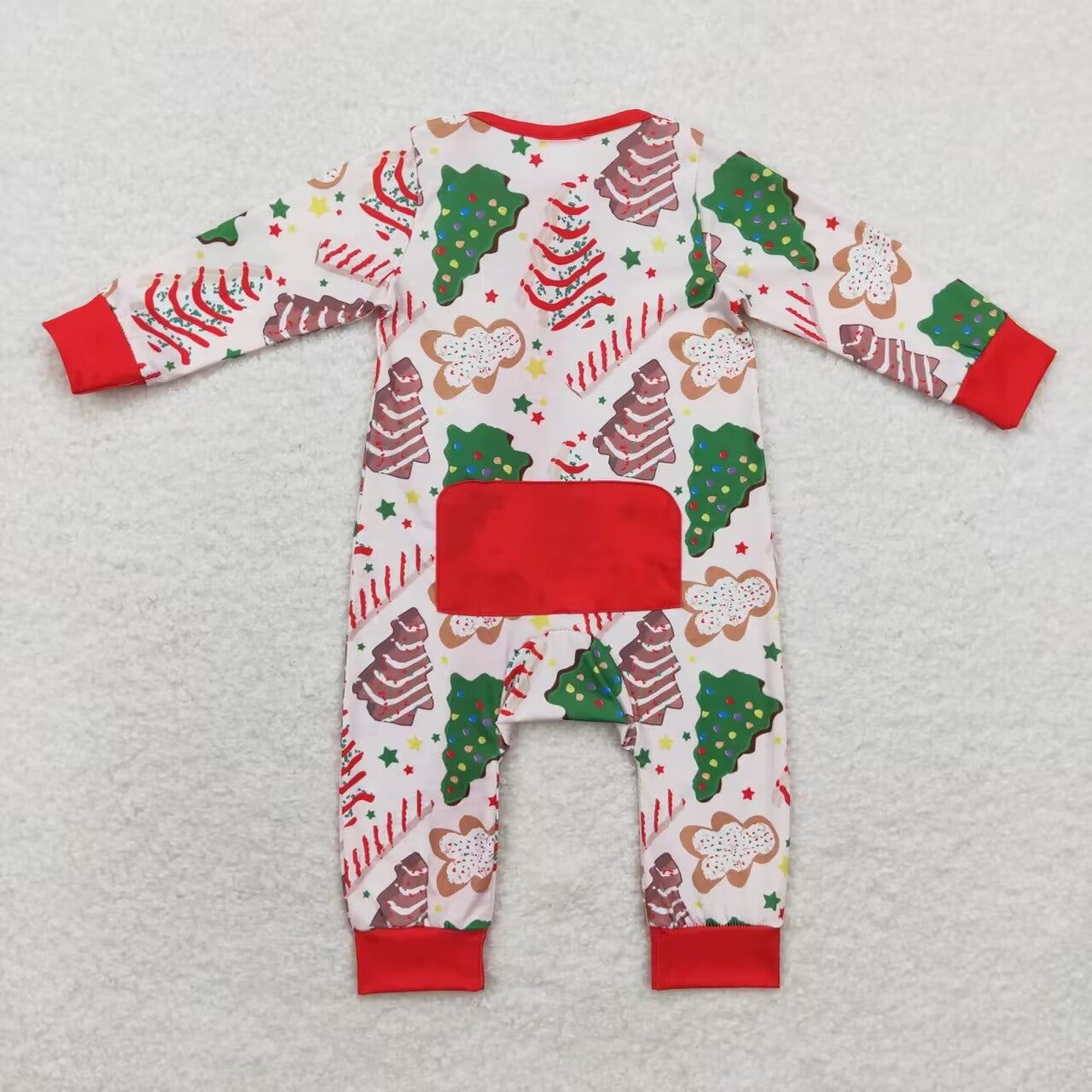 LR1150 Christmas Debbie Cake Print Baby Boys Christmas Bamboo Sleeper Zipper Romper