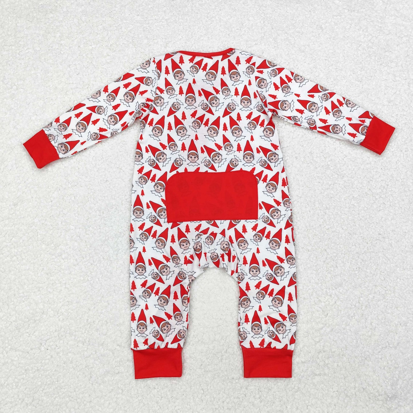 LR1168 Cartoon Shelf Cute Spirit Print Baby Boys Christmas Bamboo Sleeper Zipper Romper