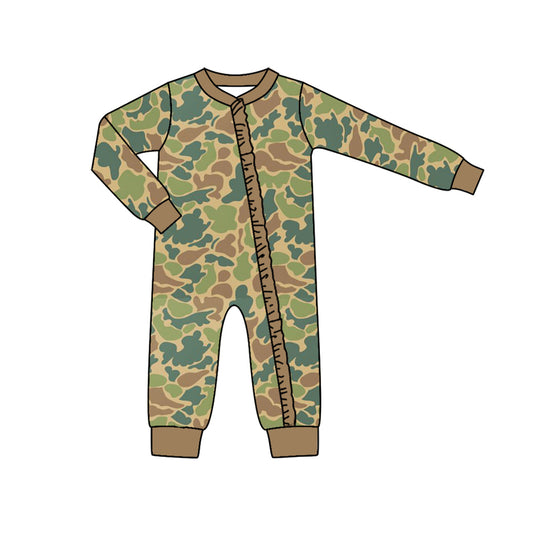 (Pre-order)LR1202 Camo Print Baby Girls Fall Sleeper Zipper Romper