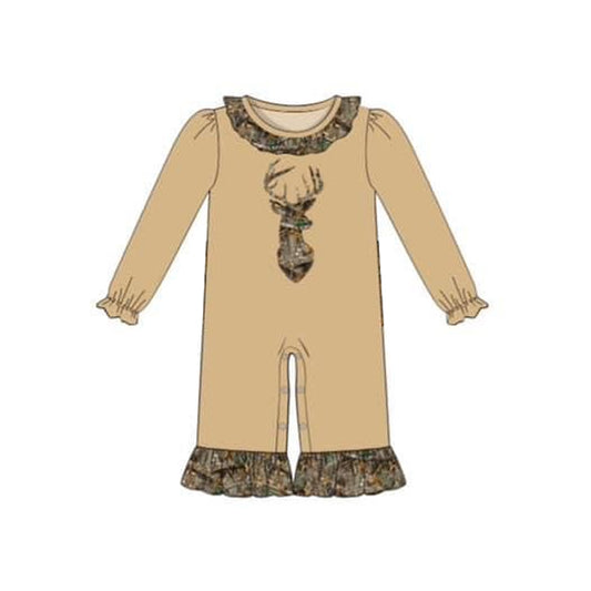 (Pre-order)LR1267 Deer Camo Print Baby Girls Fall Romper