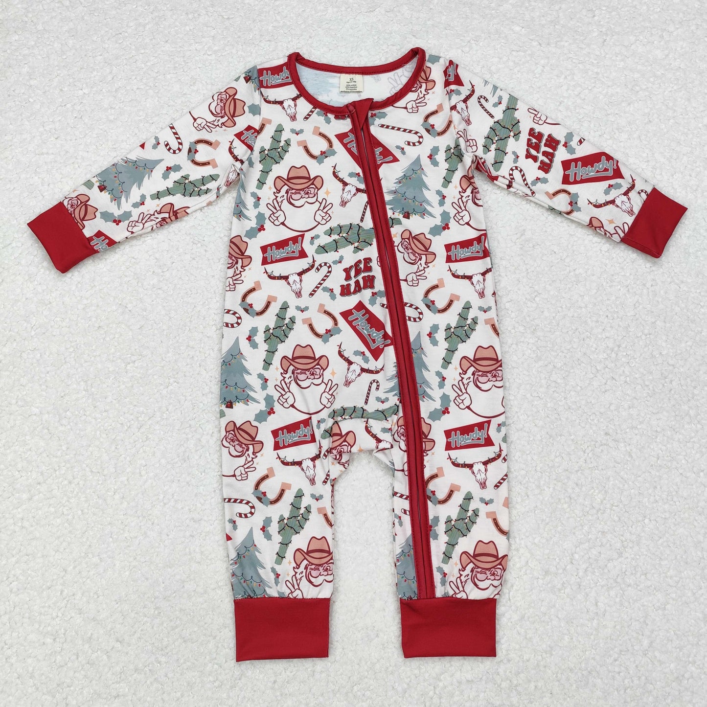 Howdy Santa Print Sibling Christmas Bamboo Pajamas Matching Clothes