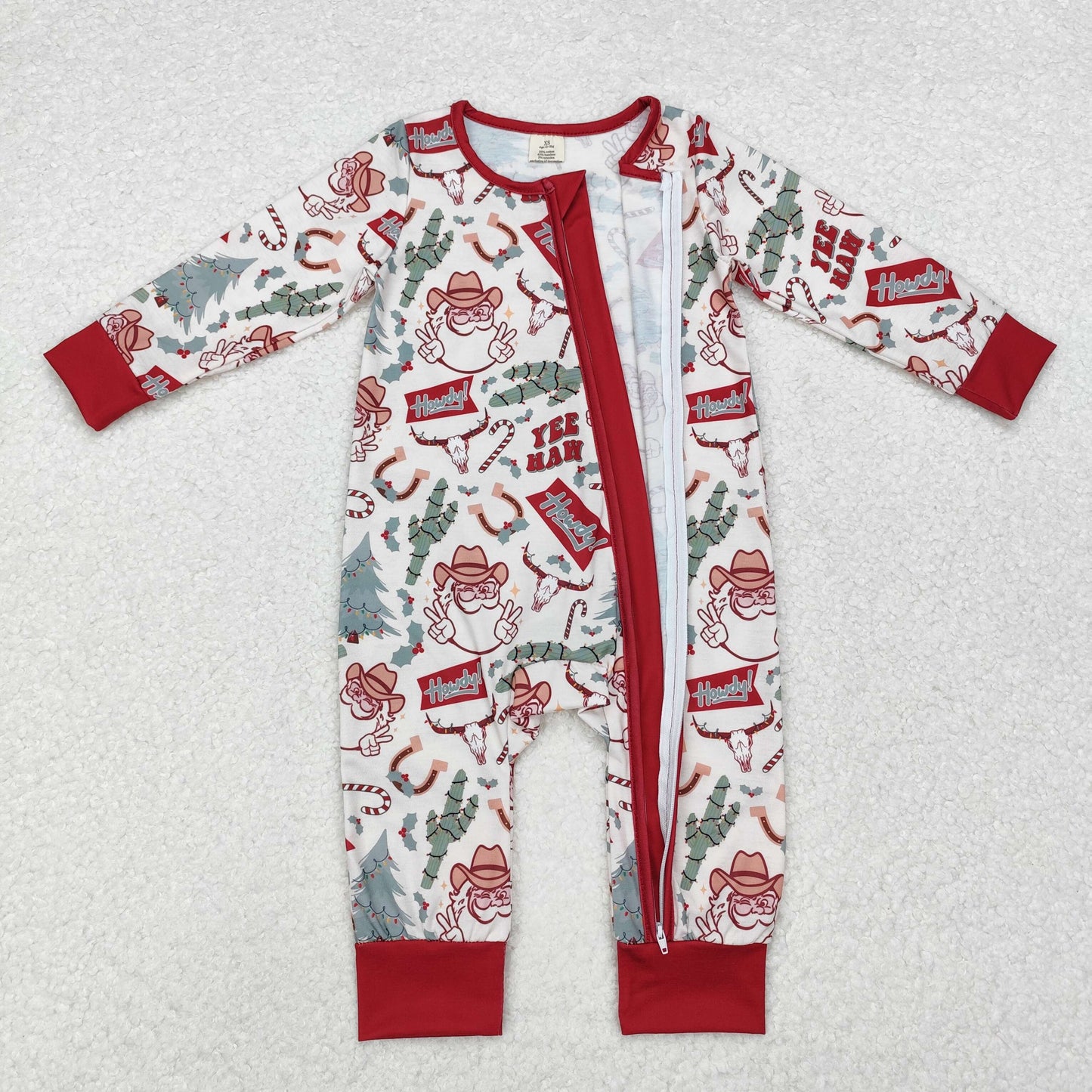 Howdy Santa Print Sibling Christmas Bamboo Pajamas Matching Clothes