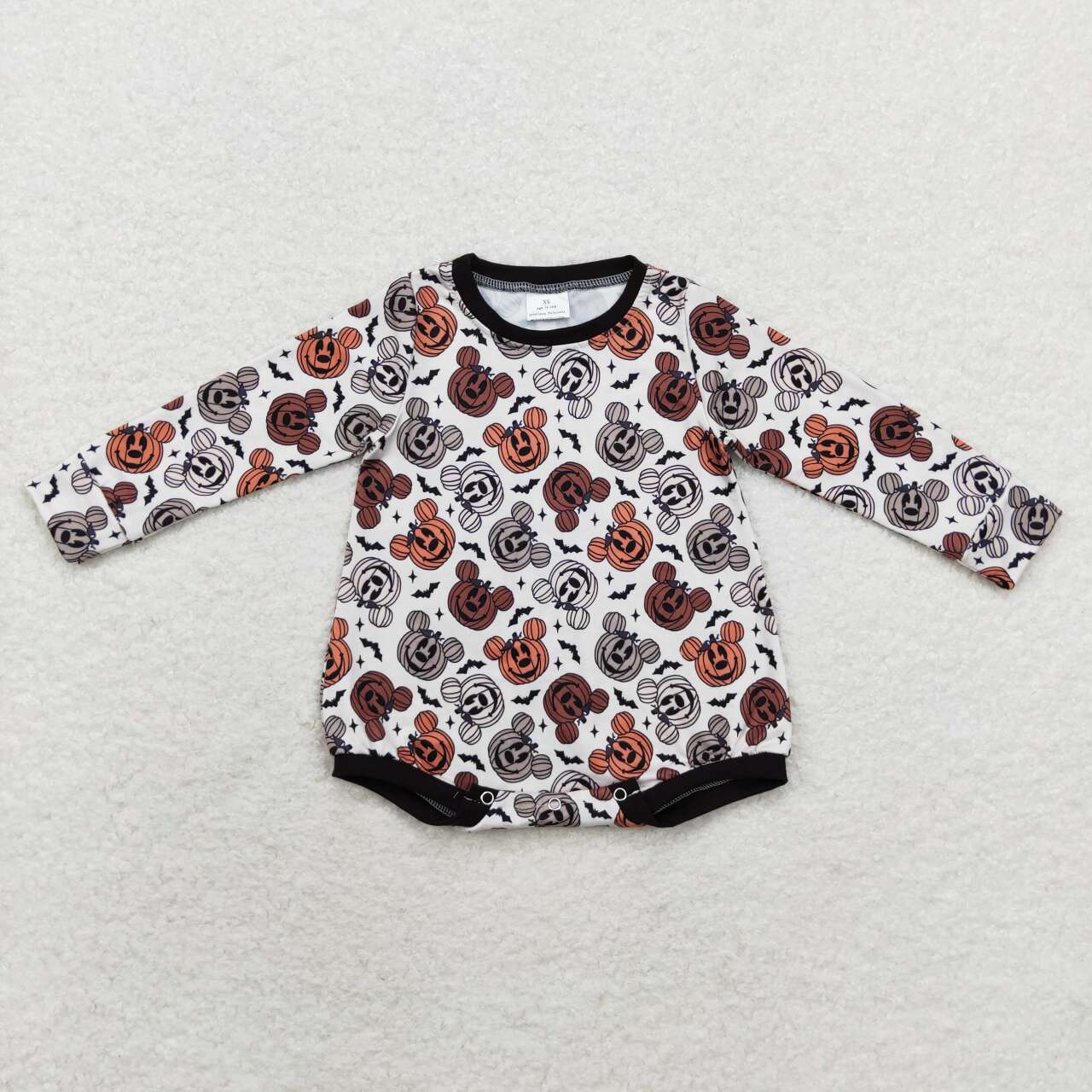 LR1282 Cartoon Mouse Pumpkin Print Baby Halloween Romper