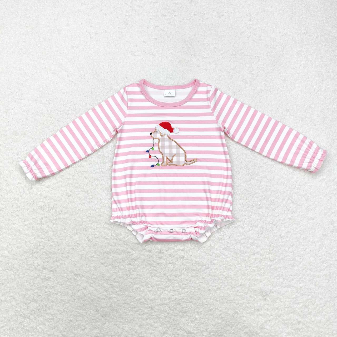 Dog Embroidery Stripes Print Sibling Christmas Matching Clothes