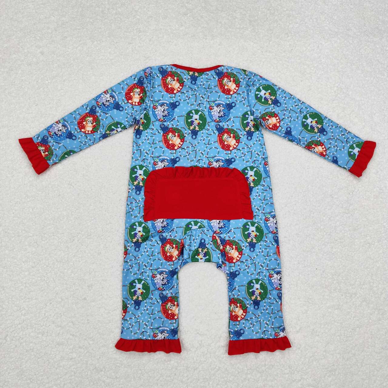 LR1314 Cartoon Dog Holiday Lights Print Baby Girls Christmas Sleeper Zipper Romper