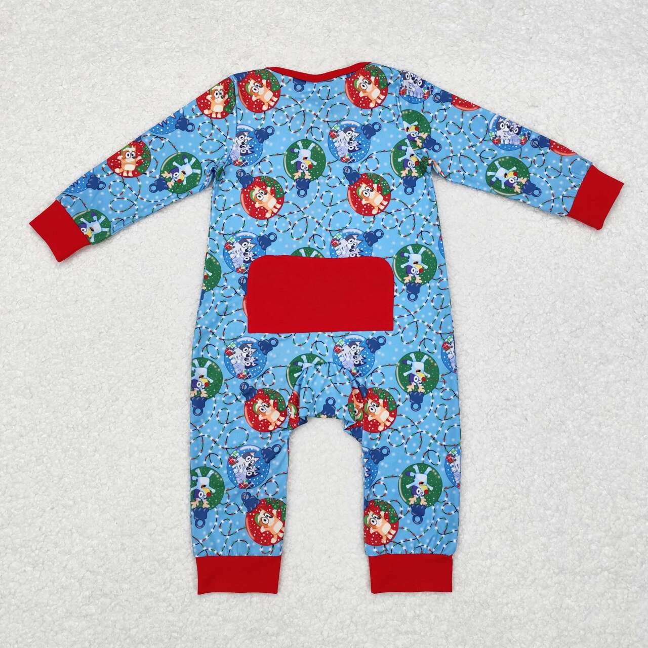 LR1315 Cartoon Dog Christmas Lights Print Baby Boys Sleeper Zipper Romper