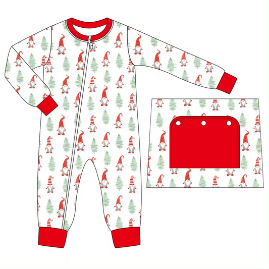 (Pre-order)LR1365 Dwarf Print Baby Boys Christmas Sleeper Zipper Romper