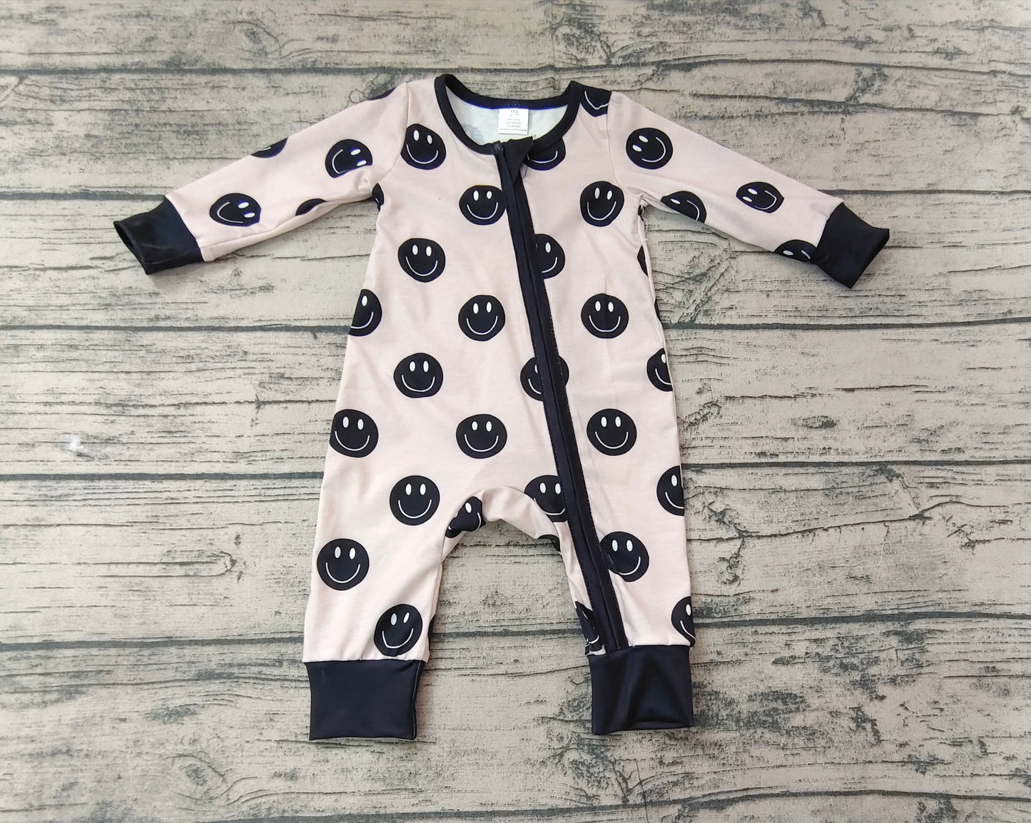 (Pre-order)LR1434 Smiling Face Print Baby Boys Fall Sleeper Zipper Romper