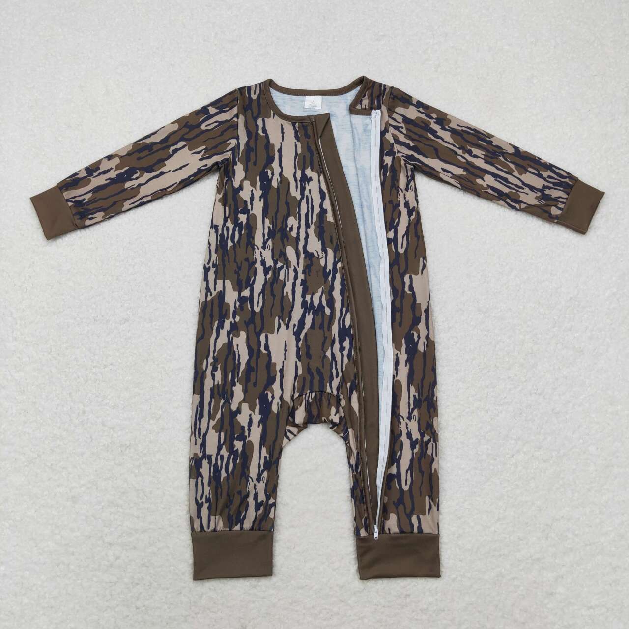 LR1452 Camo Print Baby Fall Bamboo Sleeper Zipper Romper