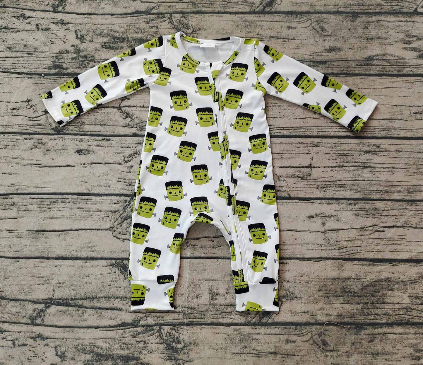 (Pre-order)LR1471 Cartoon Monster Print Baby Boys Halloween Sleeper Zipper Romper