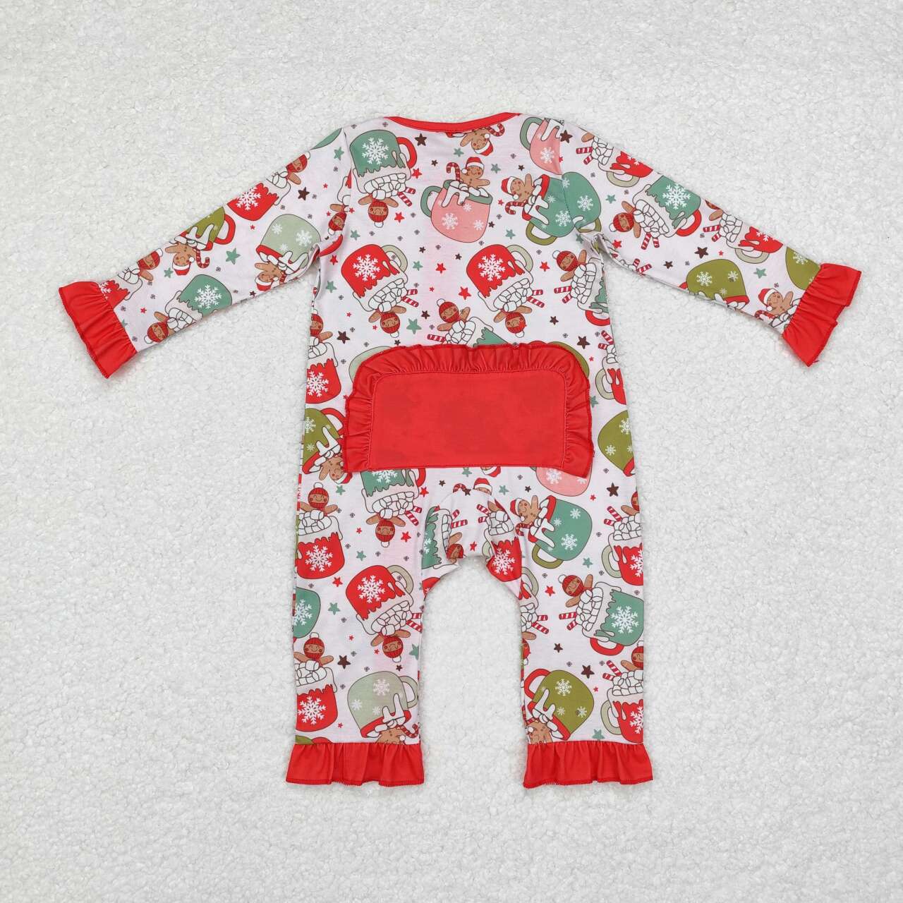 LR1509 Gingerbread Milk Print Baby Girls Christmas Bamboo Sleeper Zipper Romper