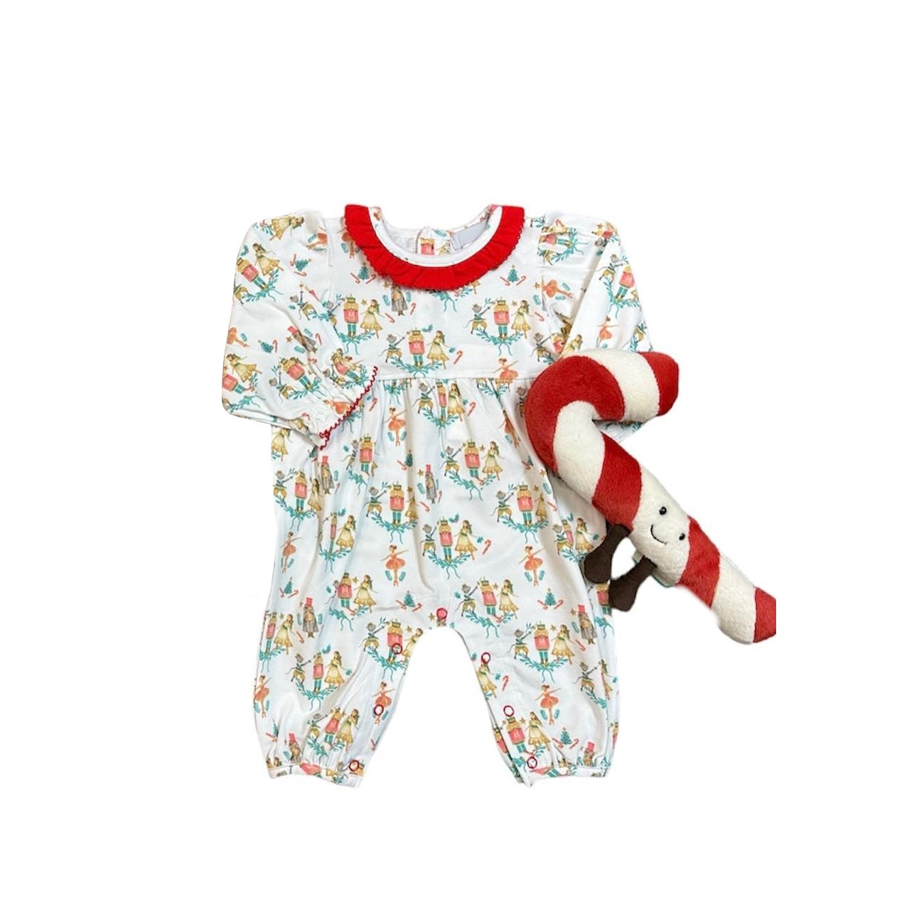 (Pre-order)LR1545 Nutcracker Print Baby Girls Christmas Romper