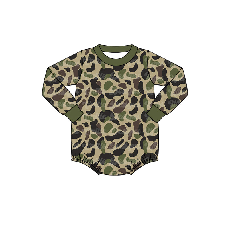 (Pre-order)LR1550 Green Camo Print Baby Boys Fall Romper