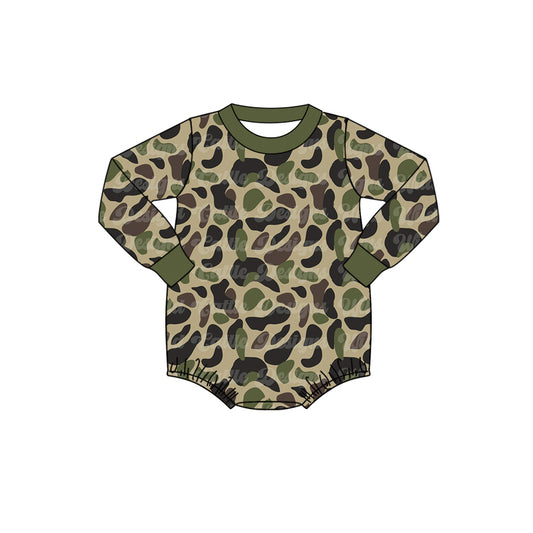 (Pre-order)LR1550 Green Camo Print Baby Boys Fall Romper